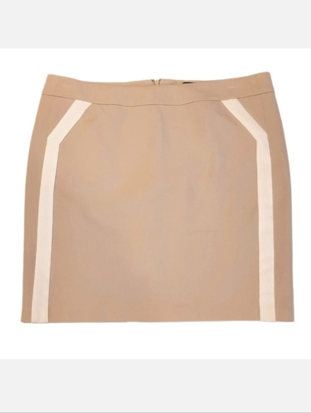 💠CYNTHIA ROWLEY Khaki Pencil Skirt Side Stripe Contrast Above Knee Business
